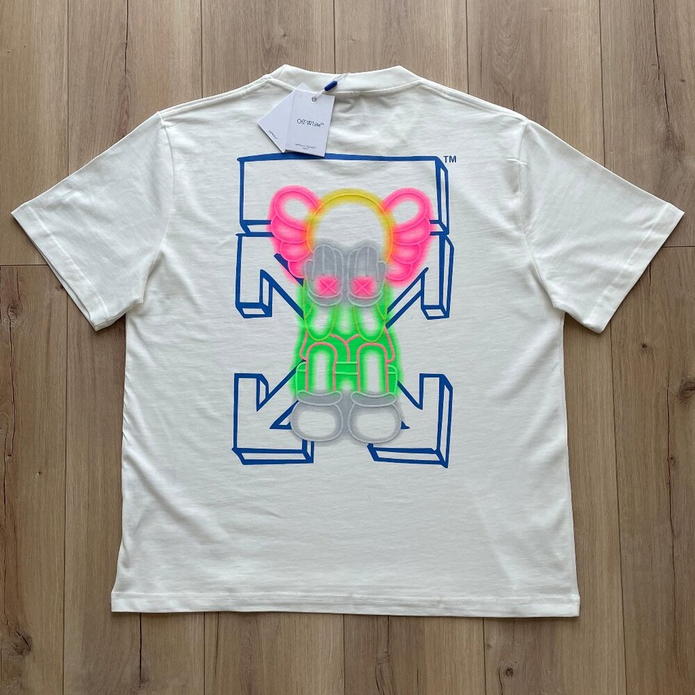 2XL Off-White Men's White Cotton T-Shirt Relaxed Fit